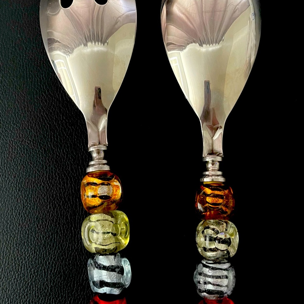 Vinatge serving salad spoon and fork set